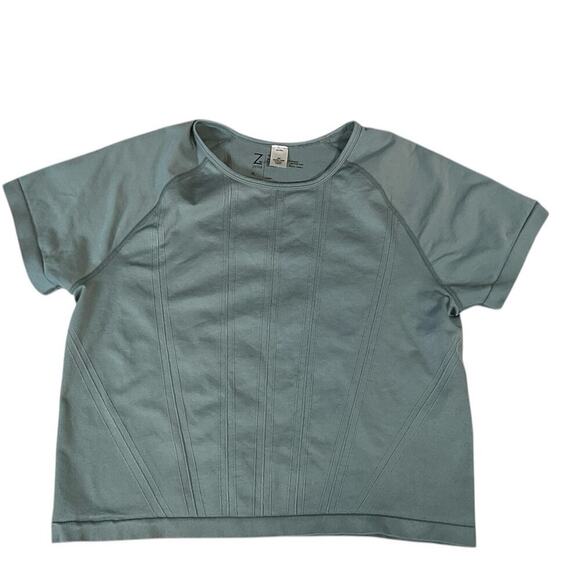 Z by Zella Seamless Stretch Crop Top Shirt Thunder Gray Size XL Active Workout - Picture 9 of 9